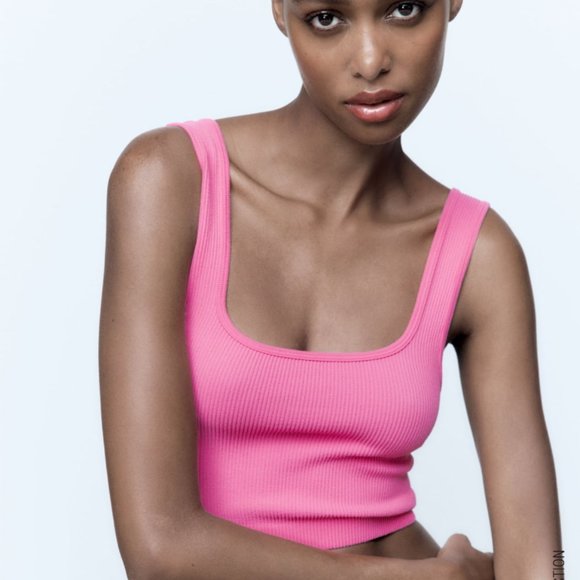 Zara Squared neck top with wide strap (XS - Bubble Gum Pink) - Picture 4 of 5